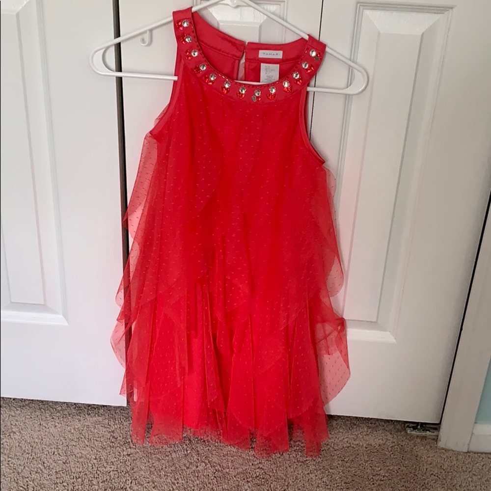 Sleeveless red pinkish dress, girls
